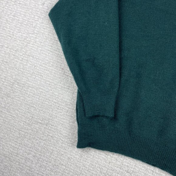 Vintage Le Minor 100% Pure Wool sweatshirt Green Sz 2 Made in France - Picture 8 of 16